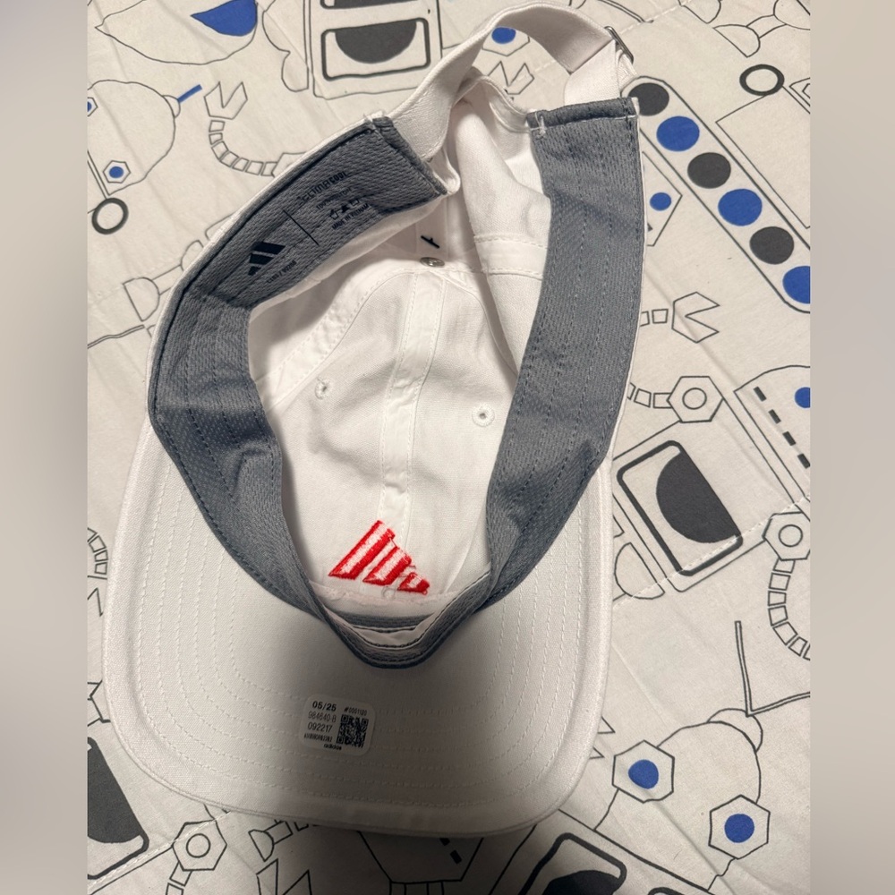 adidas Kids Cap in White and Gray with Red Logo